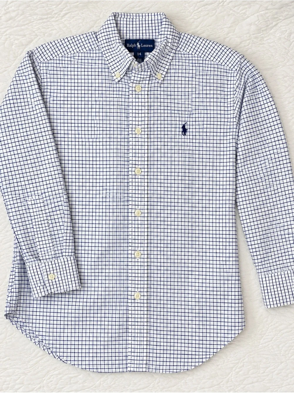 Ralph Lauren Navy & White Grid Button-Down Shirt
